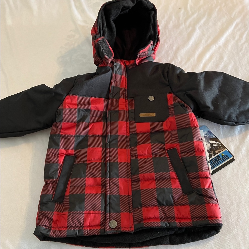 2T iXtreme Baby Boys Girls Hooded Fleece Lined Puffer Jacket Black Toddler Plaid